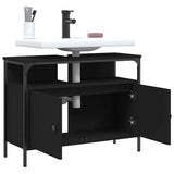 Bathroom Sink Cabinet Black Engineered wood, powder-coated steel 842441