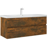 Sink Cabinet Smoked Oak 100x38.5x45 cm Engineered Wood 815657