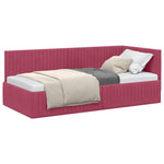 Corner Bed Frame with Headboard Wine red 90 x 200 cm Velvet 42016270