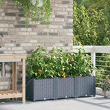 Garden Planter 3 pcs LiGht Grey 120 x 40 x 37.5 cm PP 42002892