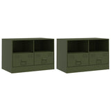 TV Cabinets 2 pcs Olive Green 67x39x44 cm Steel 841748