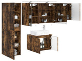 Bathroom Cabinet Set 5 pcs Smoked Oak Engineered Wood 3407315