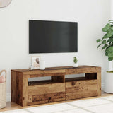 TV Cabinet with LED Lights Old Wood 120x35x40 cm Engineered Wood 856319