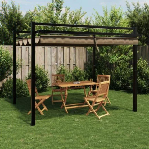 ZNTS Garden Gazebo with Retractable Roof Taupe 3x3 m Aluminium 4003970