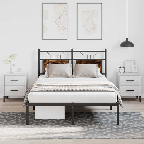 Bed Frame without Mattress Smoked Oak 120x190 cm Small Double Engineered Wood 4106740