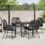 Garden Dining Set with Cushion 5 pcs Black Poly Rattan 3380870