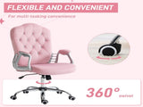 Velvet-Feel Work Chair, with Diamante Back - Pink T3398P342260