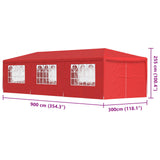 Party Tent 900 x 300 x 255 cm Red PE and Steel 42033000