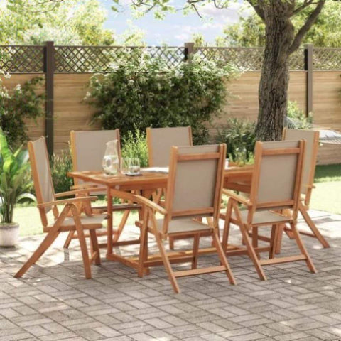 ZNTS 7 Piece Garden Dining Set Solid Wood Acacia and Textilene 3279325