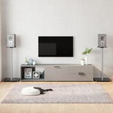 Speaker Stands 2 pcs Black&Silver Tempered Glass 1 Pillar Design 51816