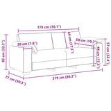 Sofa Set 2 pcs Cream 219 x 77 x 82 cm Fabric 3324747