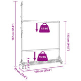 Clothes Rack with Hooks and Wheels 100x35x157 cm Bamboo 4008915