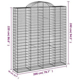 Arched Gabion Baskets 3 pcs 200x50x220/240 cm Galvanised Iron 3146447