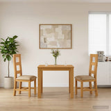 Dining Set 3 pcs Beige Solid Oak Wood 3430324