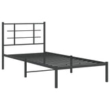 Metal Bed Frame without Mattress with Headboard Black 90x190cm 355553