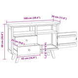 Sideboard with Drawer Natural 100 x 30 x 68 cm Solid Teak Wood 42017956