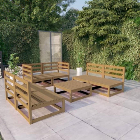 7 Piece Garden Lounge Set Honey Brown Solid Pinewood 3075417