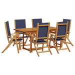 ZNTS 7 Piece Garden Dining Set Solid Wood Acacia and Textilene 3279311