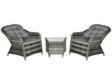 3 Pieces Rattan Bistro Set, Wicker Garden Bistro Set, Glass Top Balcony Table and Chairs with T3398P314697