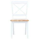 Dining Chairs 4 pcs White and Light Wood Solid Rubber Wood 247359