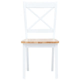 Dining Chairs 4 pcs White and Light Wood Solid Rubber Wood 247359
