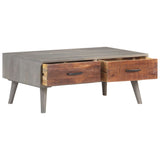 ZNTS Coffee Table Grey 100x60x40 cm Solid Rough Mango Wood 321808