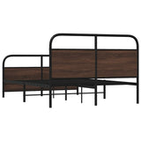 Metal Bed Frame without Mattress Brown Oak 137x190 cm 3318660