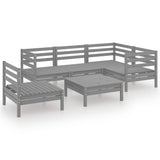 ZNTS 6 Piece Garden Lounge Set Solid Pinewood Grey 3082724