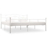 284521 Bed Frame without Mattress White Metal 180x200 cm Super King