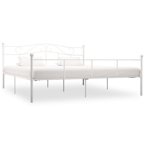 284521 Bed Frame without Mattress White Metal 180x200 cm Super King