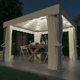 Gazebo with Curtain&LED String Lights 3x3 m Cream White 3070345