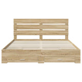 Bed Frame with Drawer Sonoma Oak 200 x 200 cm Engineered Wood 3411939