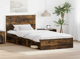 Bed Frame with Headboard Smoked Oak 90 x 200 cm Solid Pine Wood 3411059