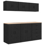 Garage Cabinets 6 pcs Black Engineered Wood 3328342