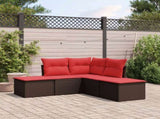 5 Piece Garden Sofa Set with Cushions Brown Poly Rattan 3217724