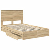 Storage Bed with Drawer Sonoma Oak 135 x 190 cm Engineered Wood 3409561