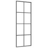 Sliding Door with Hardware Set Black 76x205 cm ESG Glass 3375942