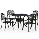 Bistro Set Black Cast Aluminium Large Durable Bistro Set 3070605