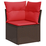 ZNTS 10 Piece Garden Sofa Set with Cushions Brown Poly Rattan Acacia 3326225