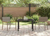 Garden Dining Set with Cushion 3 pcs Grey Poly Rattan 3379709