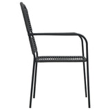 Garden Dining Set Black Powder-coated steel, glass, cotton rope 3060210