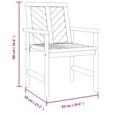 Garden Dining Chair Set of 2 Natural Acacia Solid Acacia Wood 362227