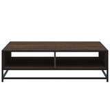 ZNTS Coffee Table Brown Oak 100x100x30 cm Engineered Wood and Metal 848778