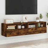 TV Wall Cabinets 2 pcs Smoked Oak 60x30x30 cm Engineered Wood 836863