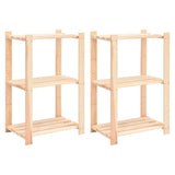 3-Tier Storage Racks 2 pcs 60x38x90 cm Solid Pinewood 150 kg 3051121
