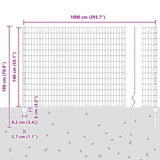 Fence and Post Grey 1.4 x 10 m Steel 3336075