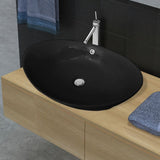 Black Luxury Ceramic Basin Oval with Overflow 59 x 38,5 cm 140680