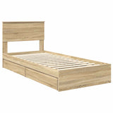 Storage Bed with Drawer Sonoma Oak 100 x 200 cm Engineered Wood 3408489