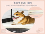 Wicker Dog House, Rattan Pet Bed, with Removable Cushion, Canopy, for Small and Medium Dogs - Cream T3398P376417