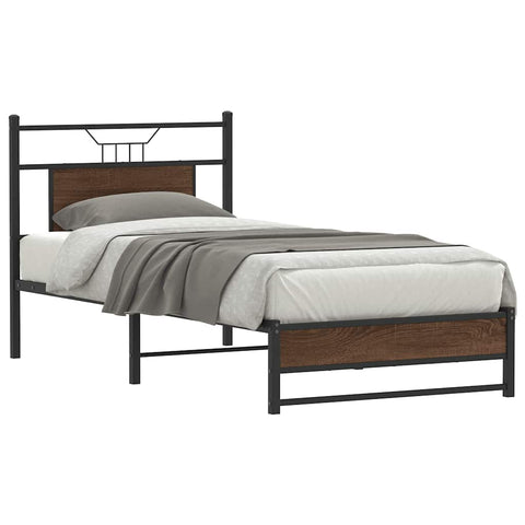 Bed Frame without Mattress Brown Oak 75x190 cm Small Single Engineered Wood 4107006